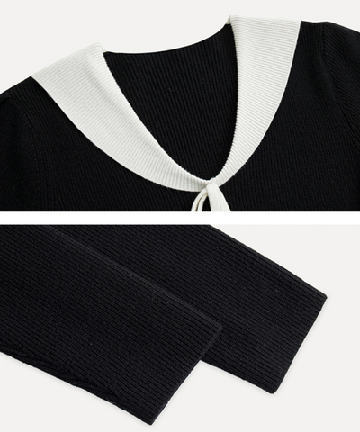 配色カラー風リボン付きミニワンピース