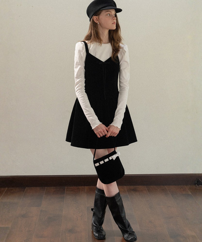 ベロアリボンキャミワンピース