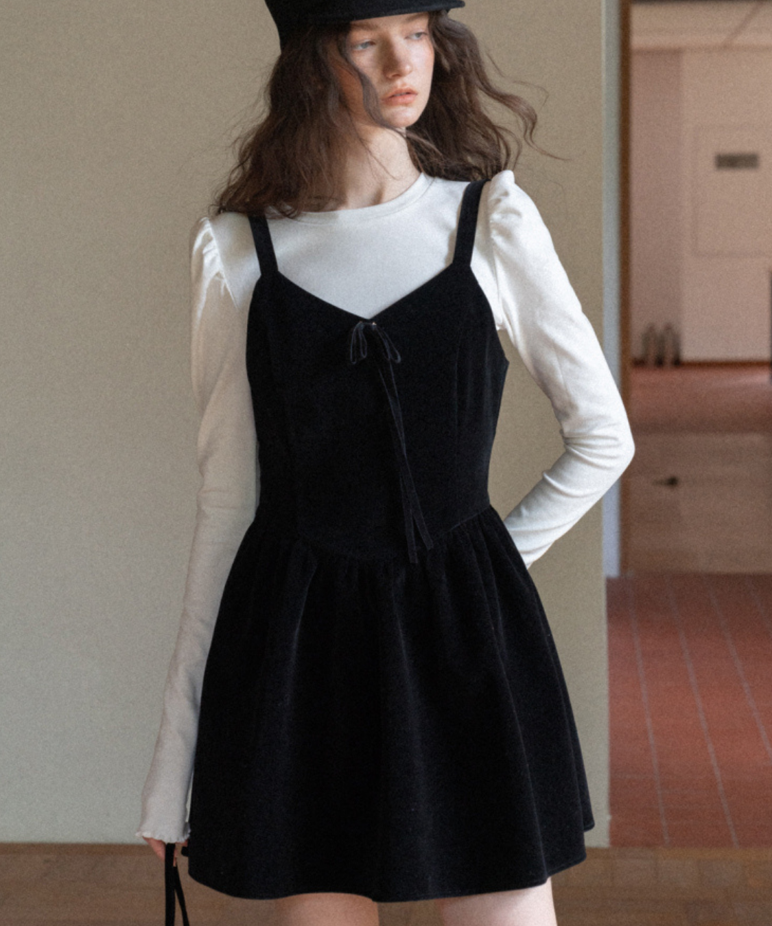 ベロアリボンキャミワンピース