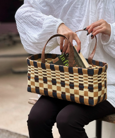 WOVEN チェック柄かごバッグ 配色チェック柄横長かごバッグ – jemiremi（ジェミレミ）