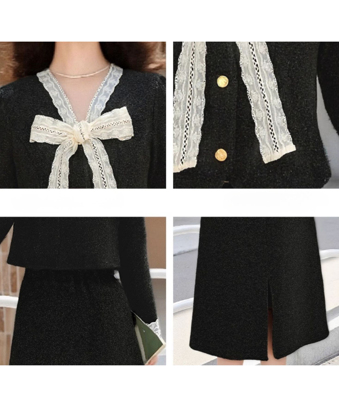 リボンタイレーストリムジャケット＋スカート 2点セット