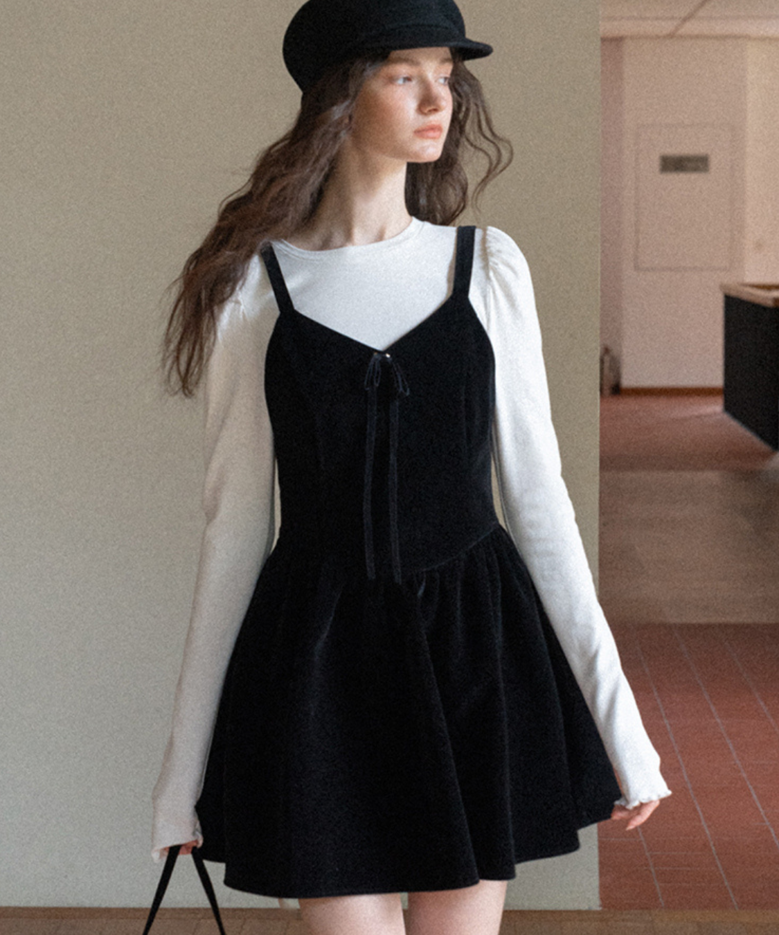 ベロアリボンキャミワンピース