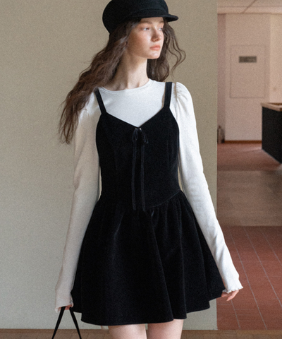 ベロアリボンキャミワンピース