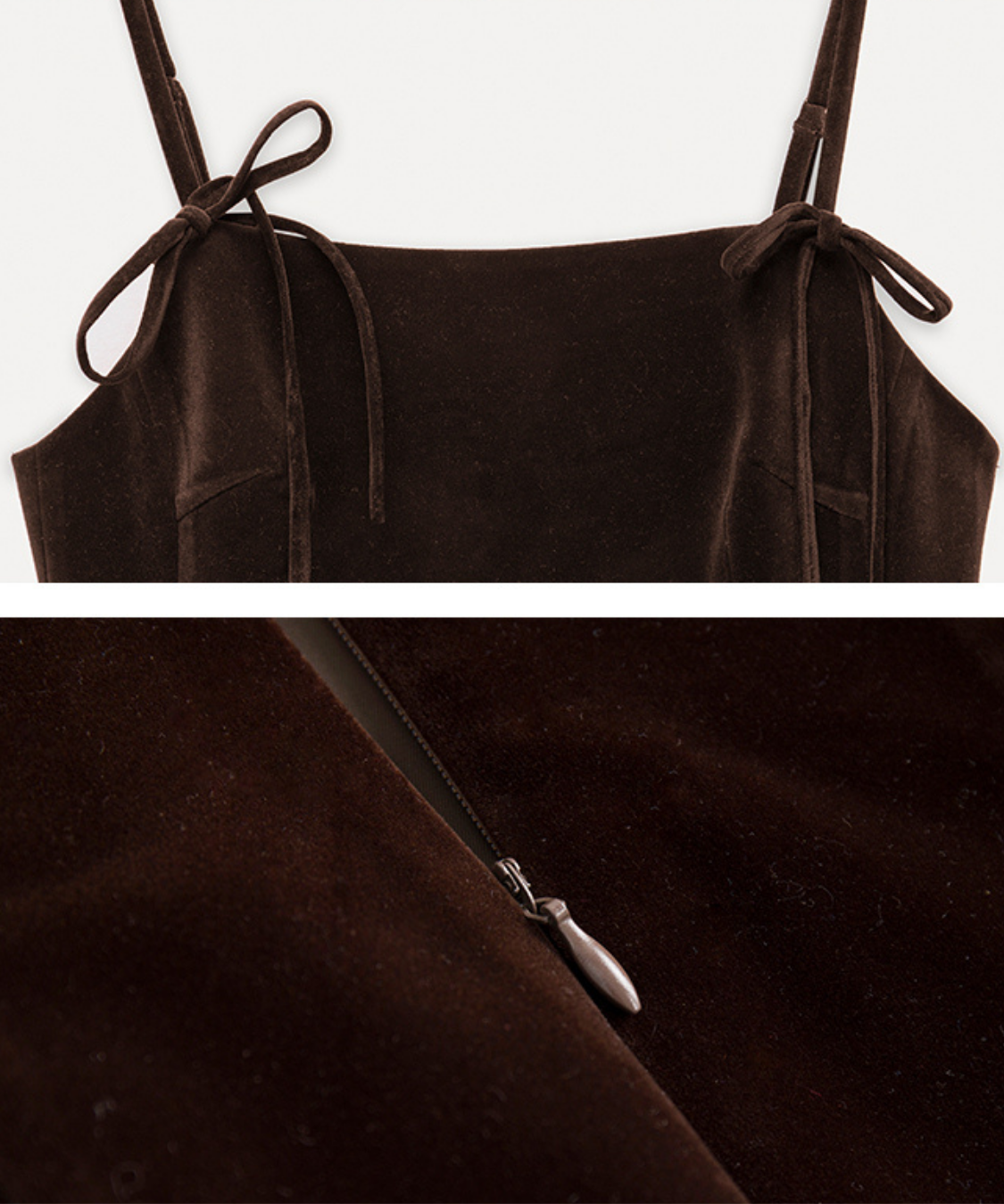 リボンストラップベロアキャミワンピース