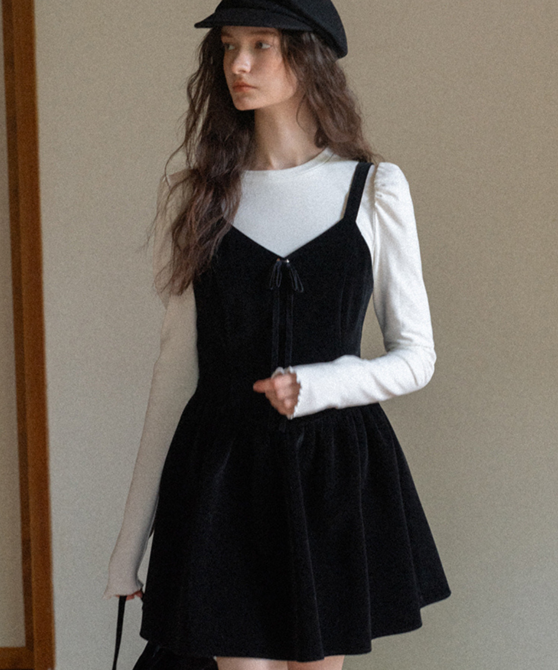 ベロアリボンキャミワンピース