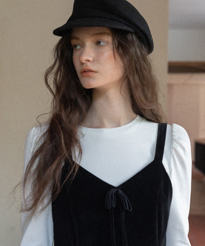 ベロアリボンキャミワンピース