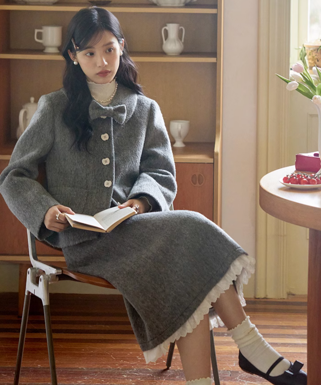 レリアン 美しいグリーン系ツイードテーラードジャケット 羽織りリボンテープ9M ツイードジャケット【Leilian WHITE LABEL】|レリアン