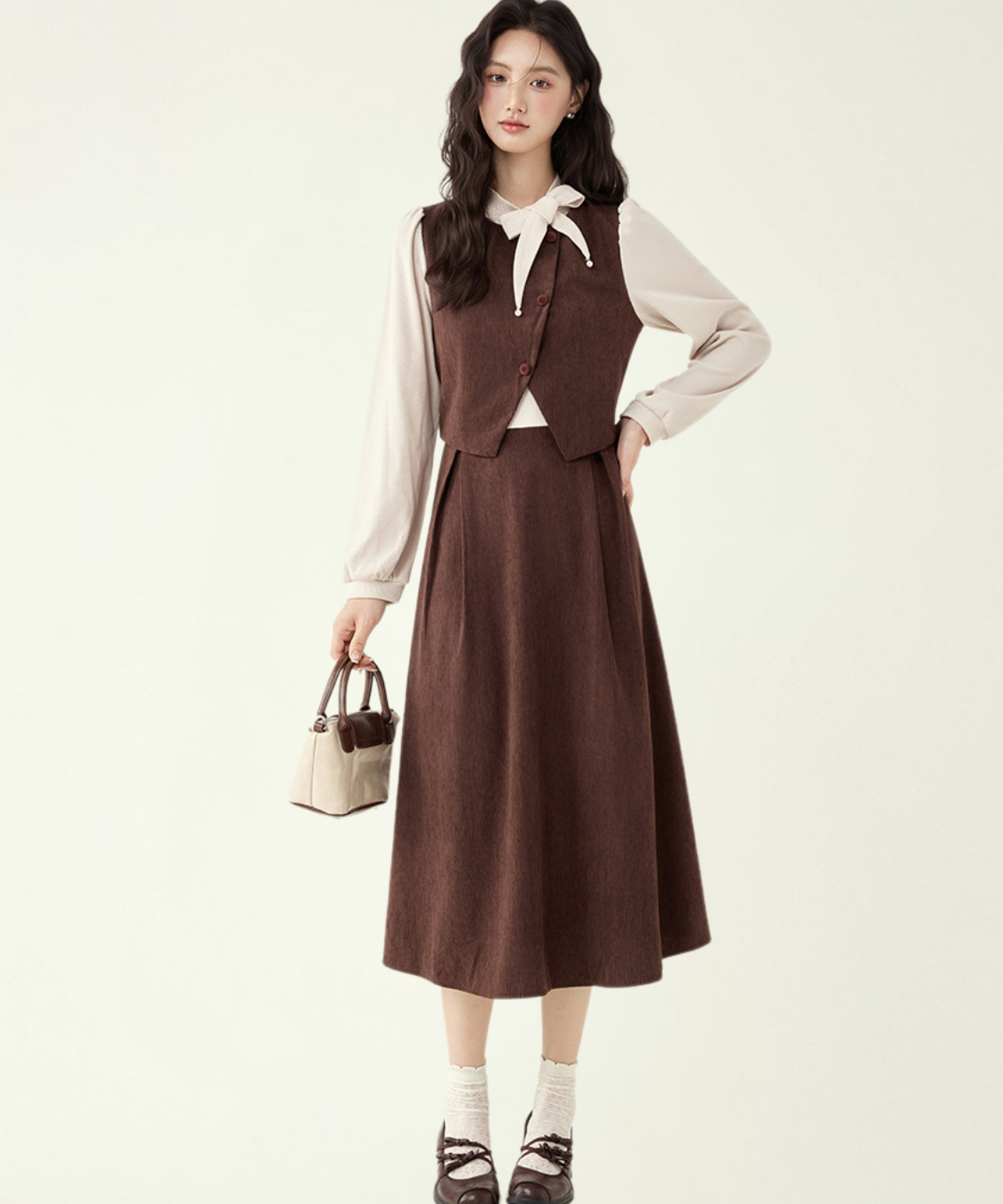 ベスト風フェイクAラインワンピース