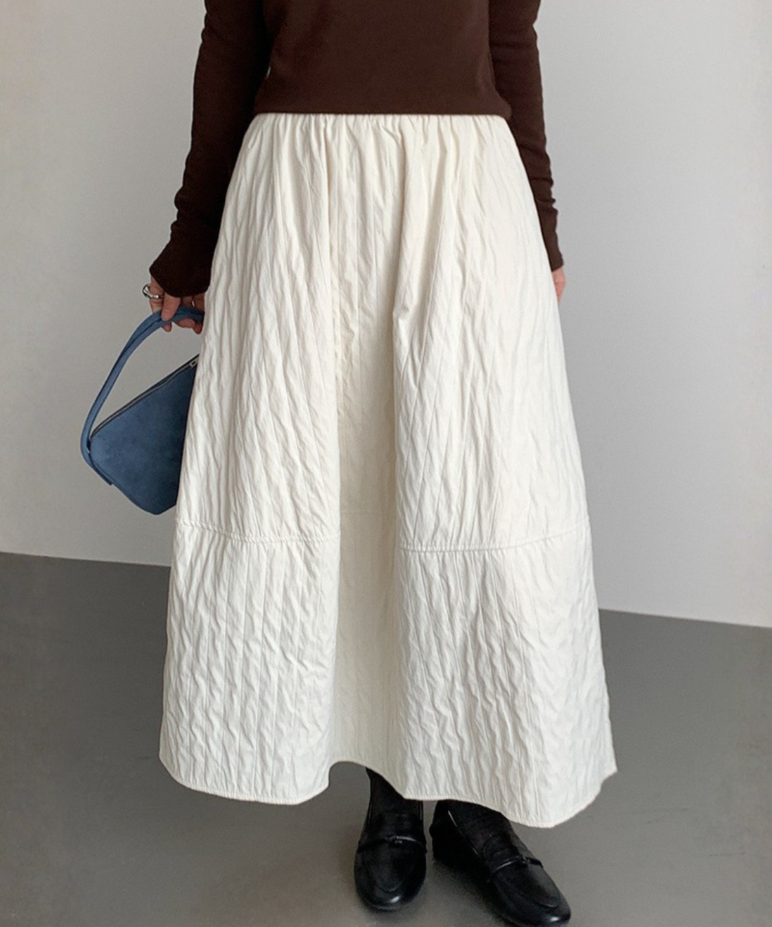 キルティングフレアロングスカート