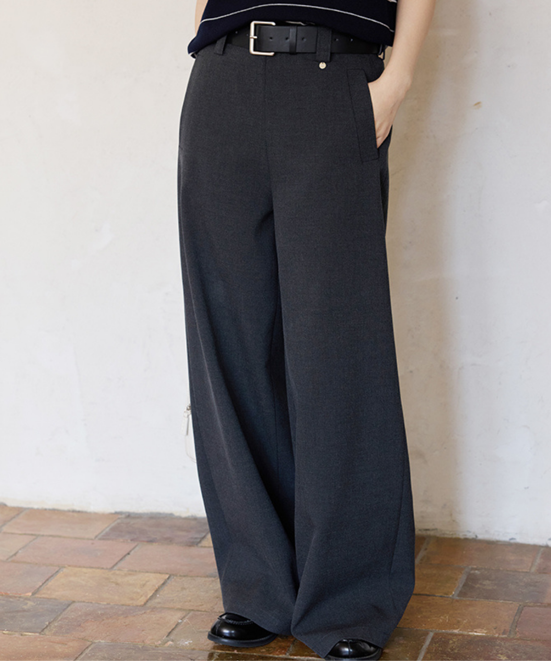 ベルト付きフルレングススラックス