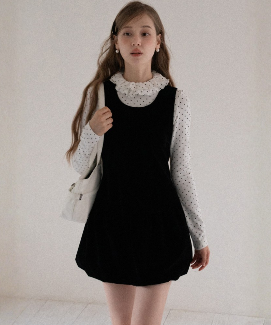 ノースリーブジャンスカ風ベルベットワンピース