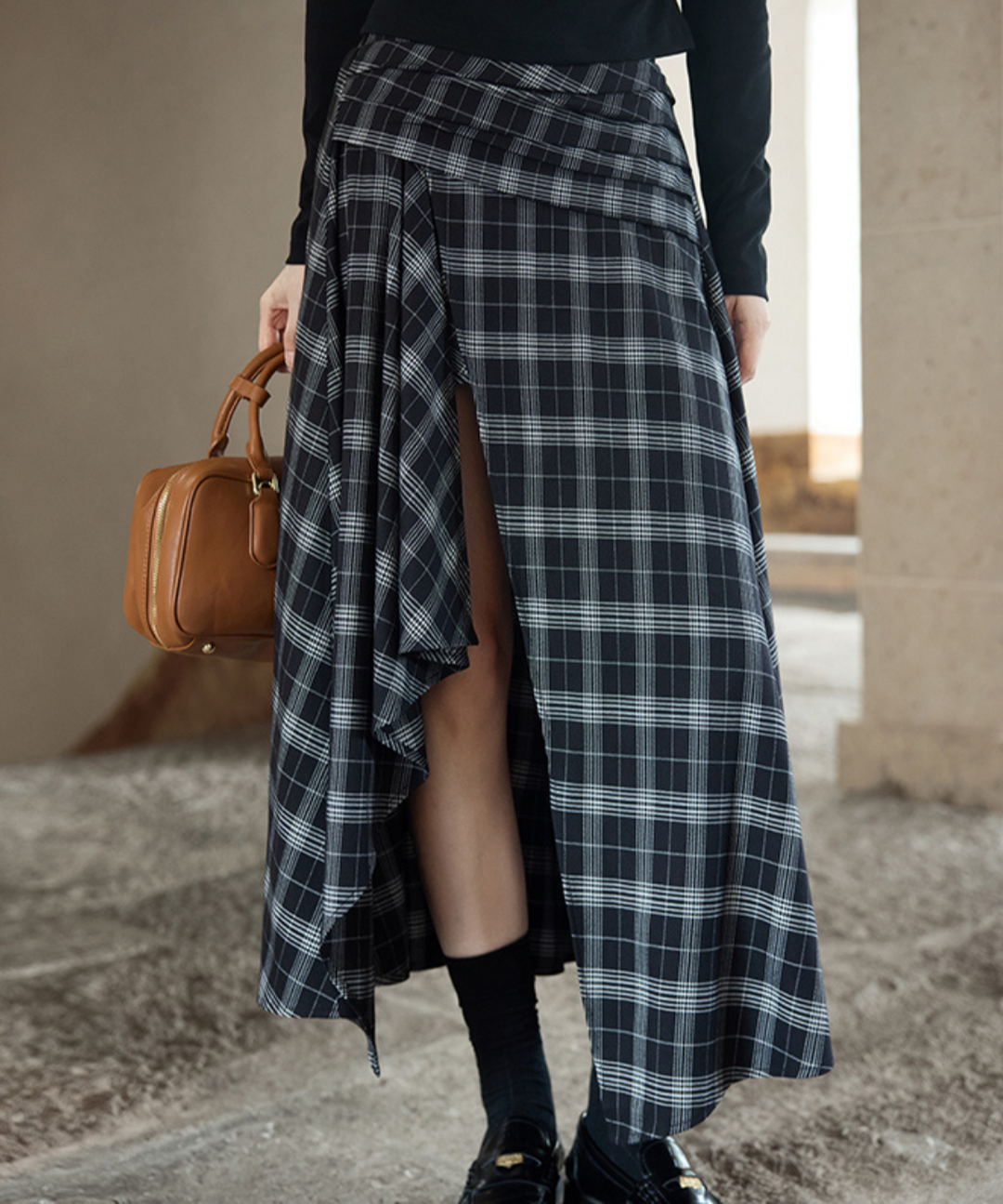 チェック柄 アシンメトリースカート sacai サカイ チェック柄 アシンメトリー スカート サイズ2