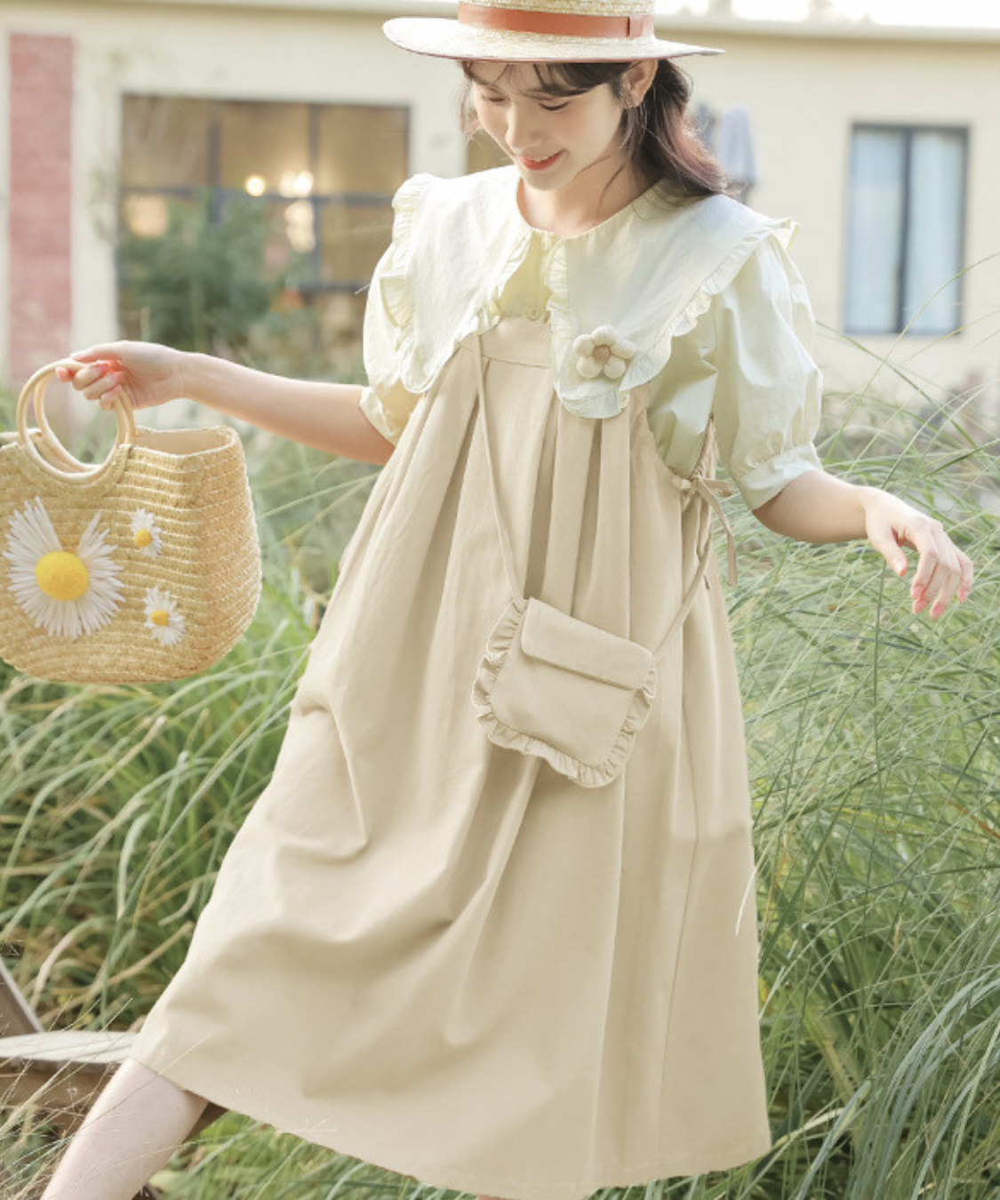 ポシェットセットガーリーサスペンダースカート