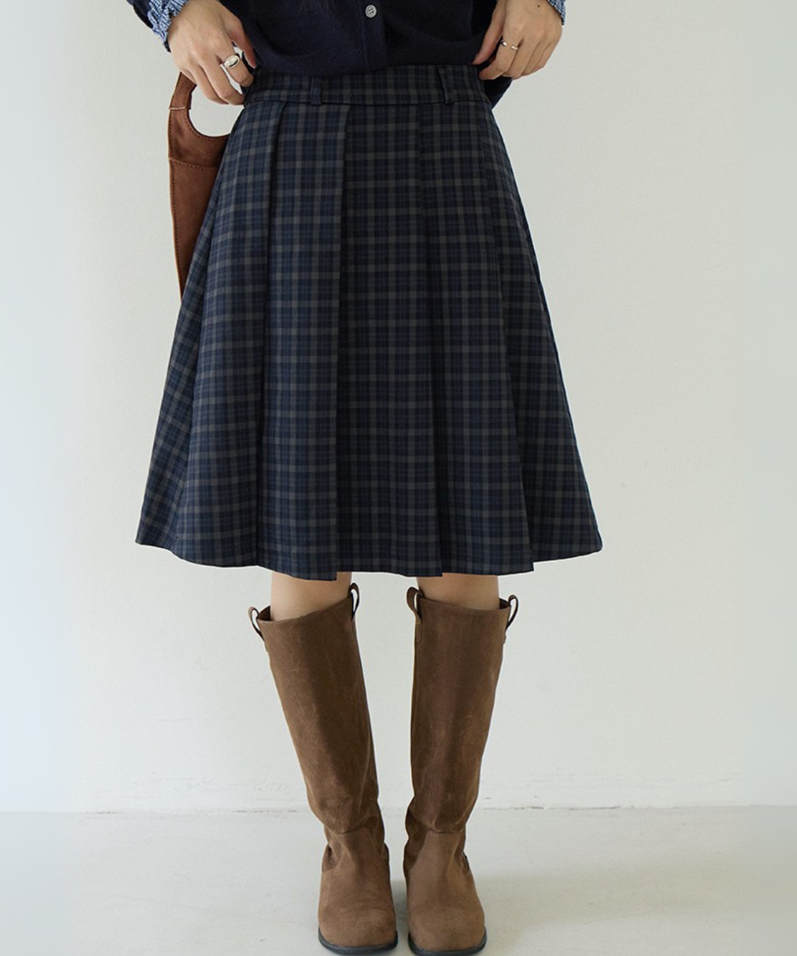 フロントプリーツチェック柄スカート