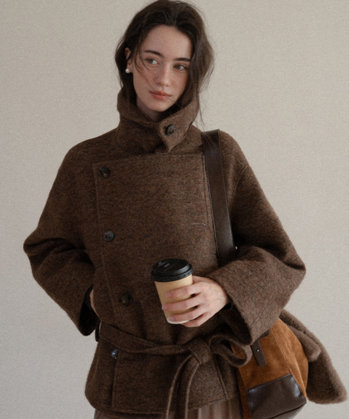 ダブルボタンベルテッドショートジャケット