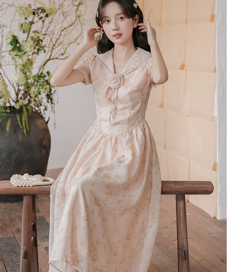 ワンピース ハンドメイド セーラー ワンピース ワイルドフラワーズ ハンドメイド