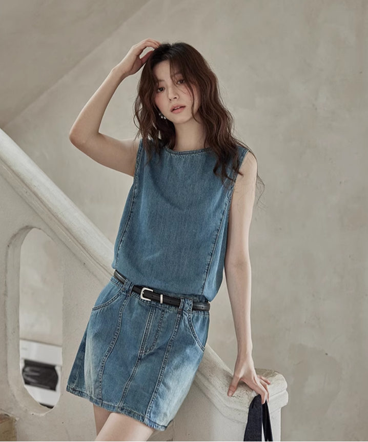 ノースリーブデニムベルト付きミニワンピース – jemiremi ノースリーブデニムベルト付きミニワンピース – jemiremi