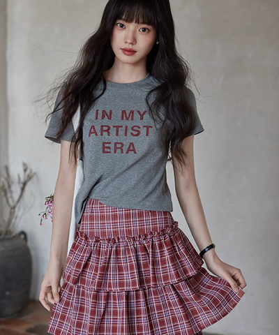 クルーネックバックドロストロゴTシャツ