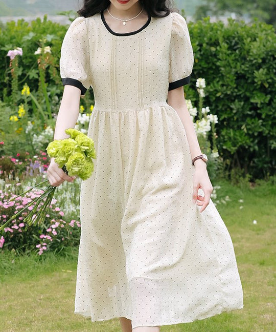 1st Place: Center Pintuck Sheer Dot Dress