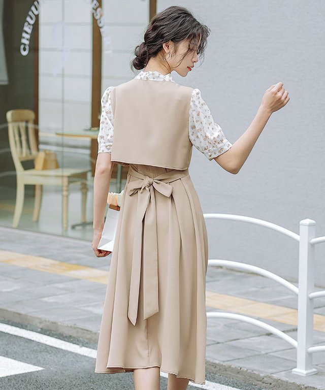 フェイクツーピースボウタイブラウスワンピース – jemiremi（ジェミレミ）