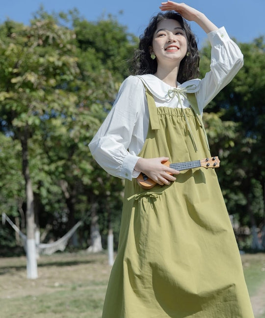 【夏編】「ボウタイブラウス×キャミソールワンピース」で大人可愛いスタイルに【20代】