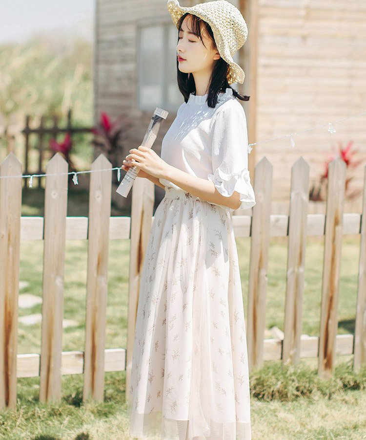 DERES デレスhalf sleeve blouse white