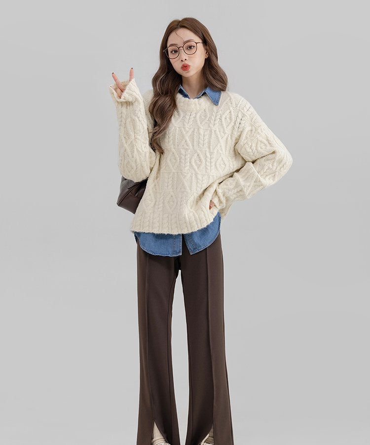 ウエストゴムセンタースリットストレートパンツ12
