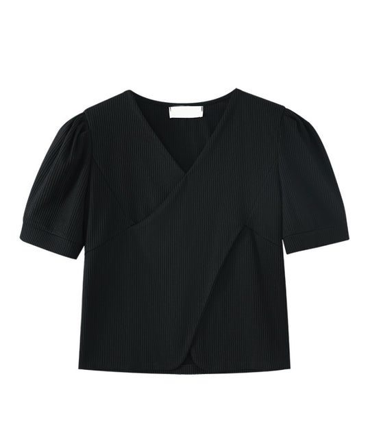 サープリスネッククロスリブシャツ