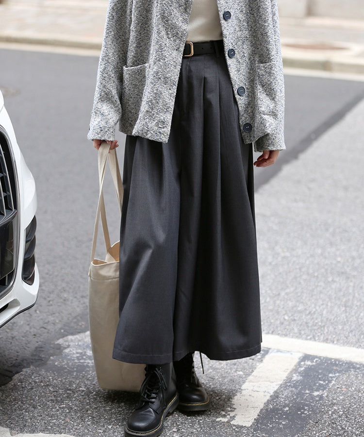 ハイウエストサイドプリーツボリュームワイドパンツ 28