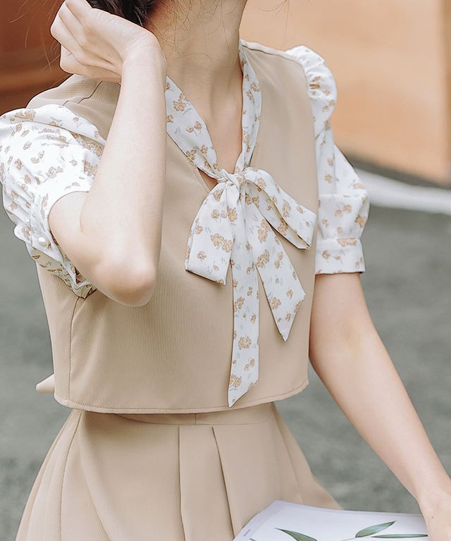 フェイクツーピースボウタイブラウスワンピース – jemiremi（ジェミレミ）