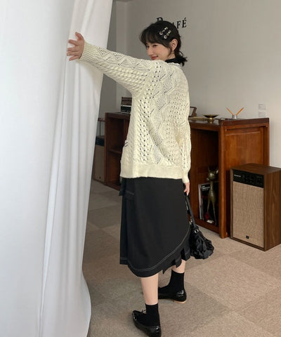 アシンメトリーヘムラインプリーツレイヤードスカート 32
