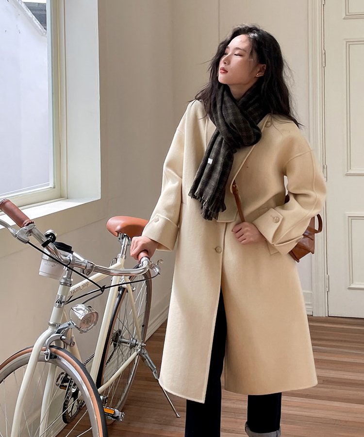 ドロップショルダー デザイン ウールジャケット ベージュ/S