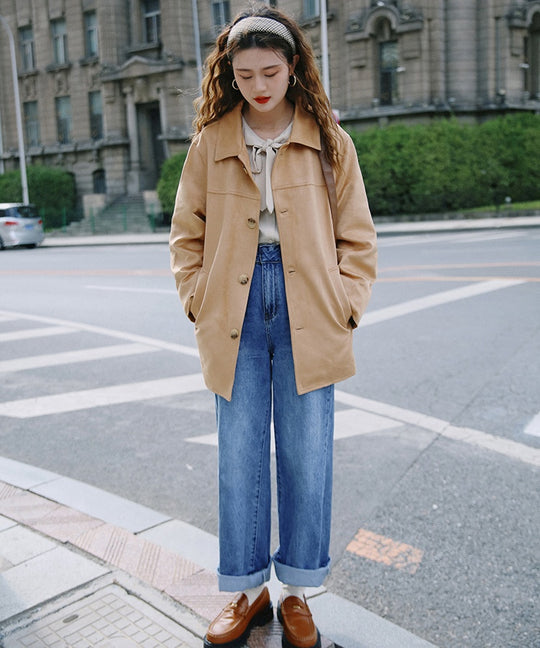 【秋編】「ロングシャツ×デニムパンツ」でゆったりシルエットに【30代】