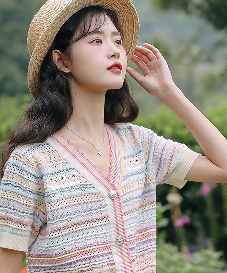 tuitaci ツイタチ　カーディガン　ブルゾン　幾何学模様　総柄　極美品 幾何学柄 ニット カーディガン