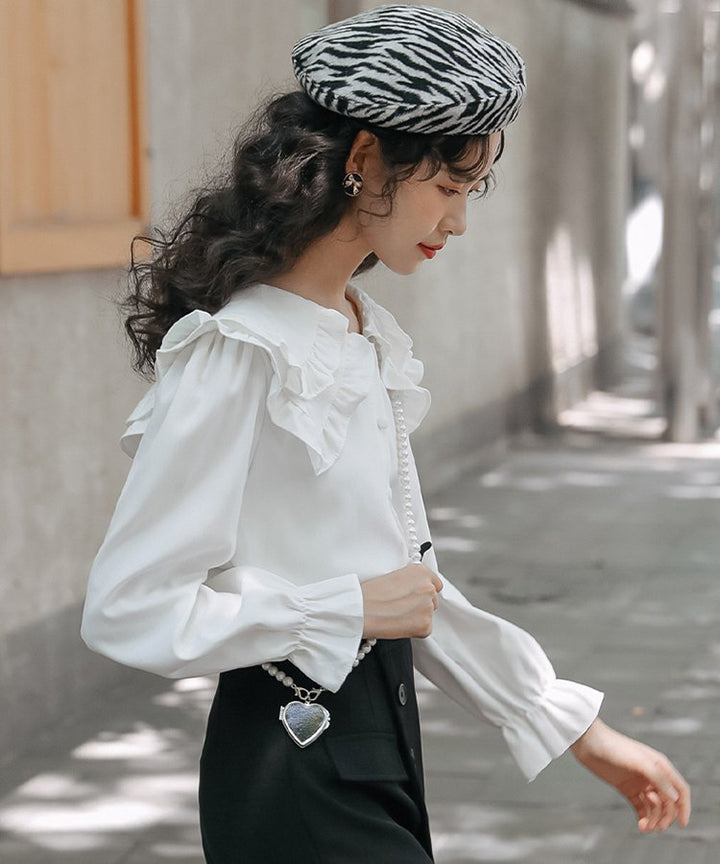 ダブルビッグフリルカラーラッフルカフスブラウス – jemiremi
